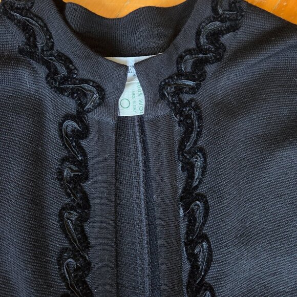 100% Wool Gorgeous Holt Renfrew Long Open Black Cardigan - Picture 2 of 11